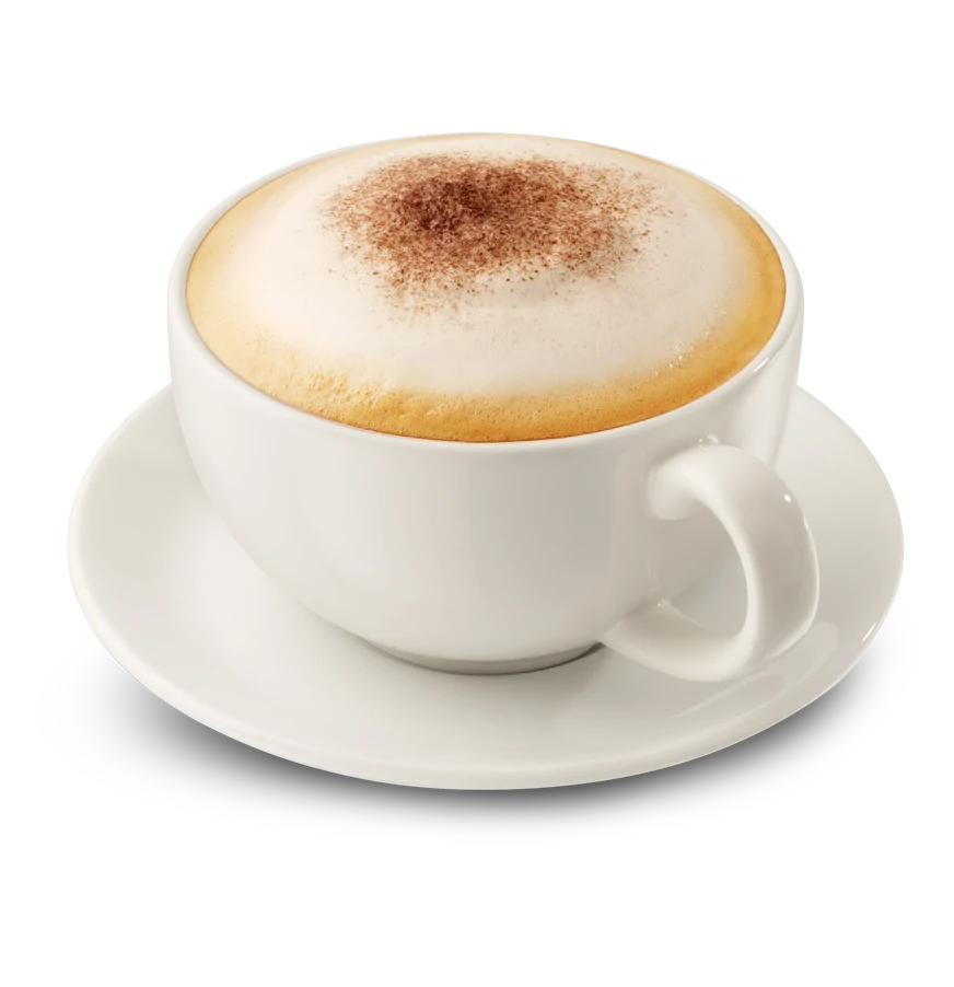 Tazza di cappuccino con spolverata di cacao